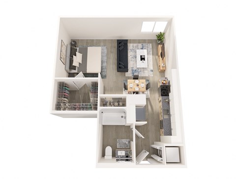 bedroom floor plan an open concept living and dining area with a fireplace and a balcony